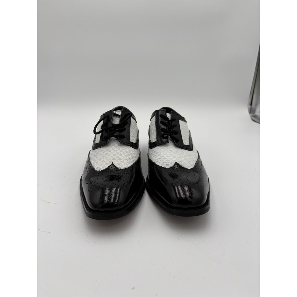 Giorgio Venturi Mens Sz 8.5 Wingtip Oxfords Black & White Leather Dress Shoes
